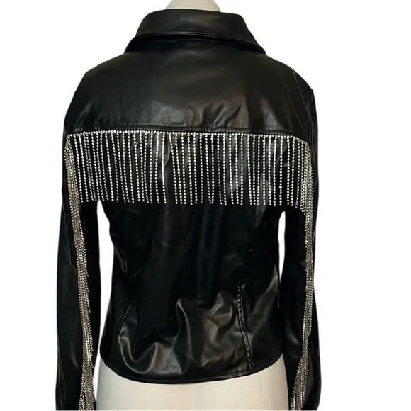 Sleek Black Leather Moto Jacket - Picture 5 of 16